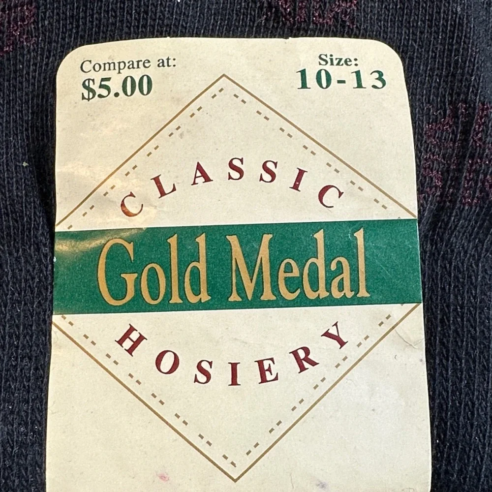 Gold‎ Medal Vintage Dress Socks Men 10-13 Black Cotton Classic New